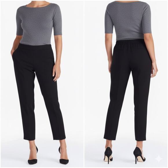 J. Crew Slim Fit Pull-On Pants Womens 8 Black Cropped Corpcore Career Clean Girl - Picture 1 of 7